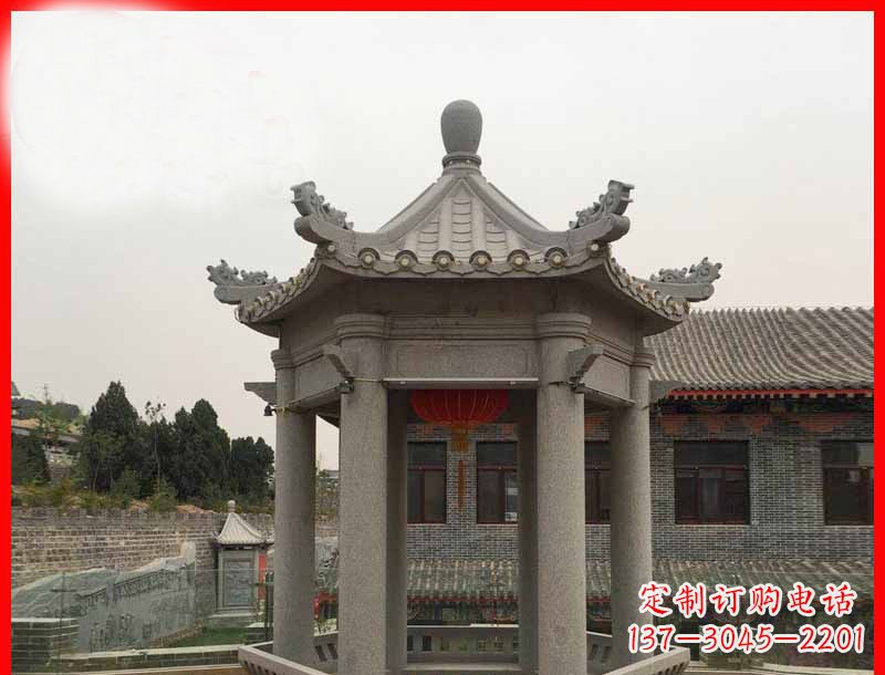 福建大理石六角凉亭公园石雕 (4)
