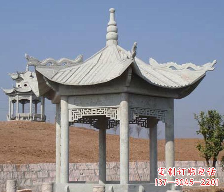 福建大理石六角凉亭石雕 (3)