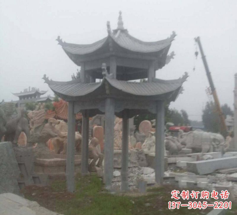 福建大理石六角凉亭石雕