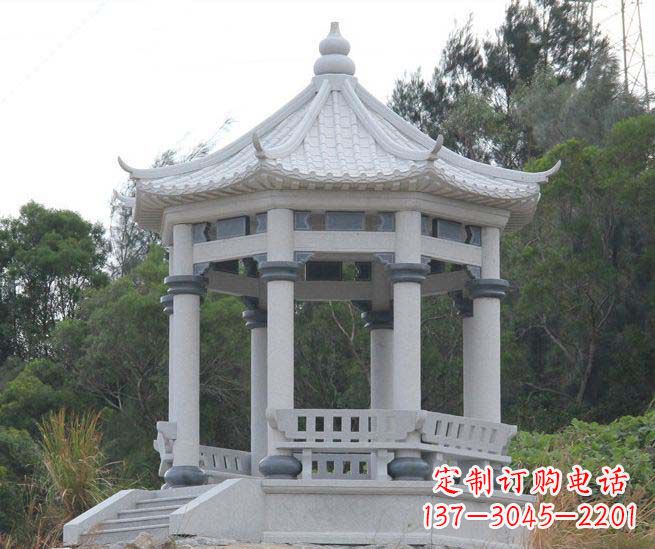福建大理石六角石雕凉亭
