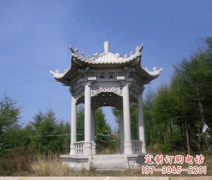福建大理石六角石雕凉亭 (3)