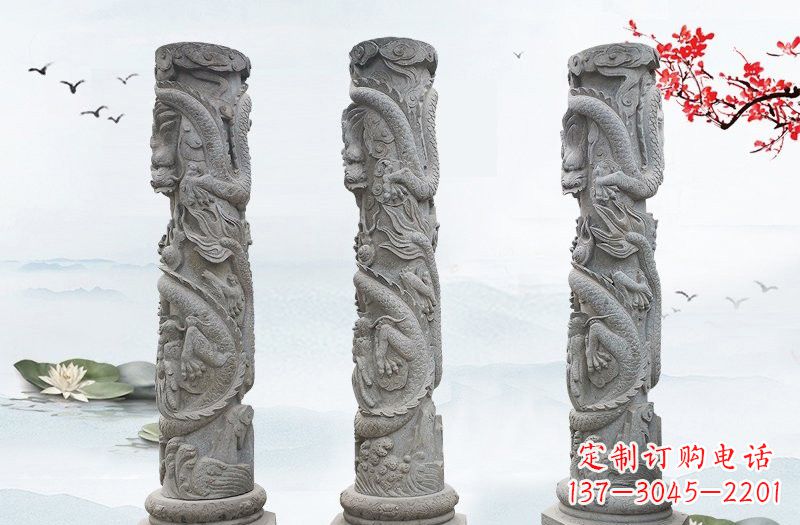 福建大理石龙柱雕塑