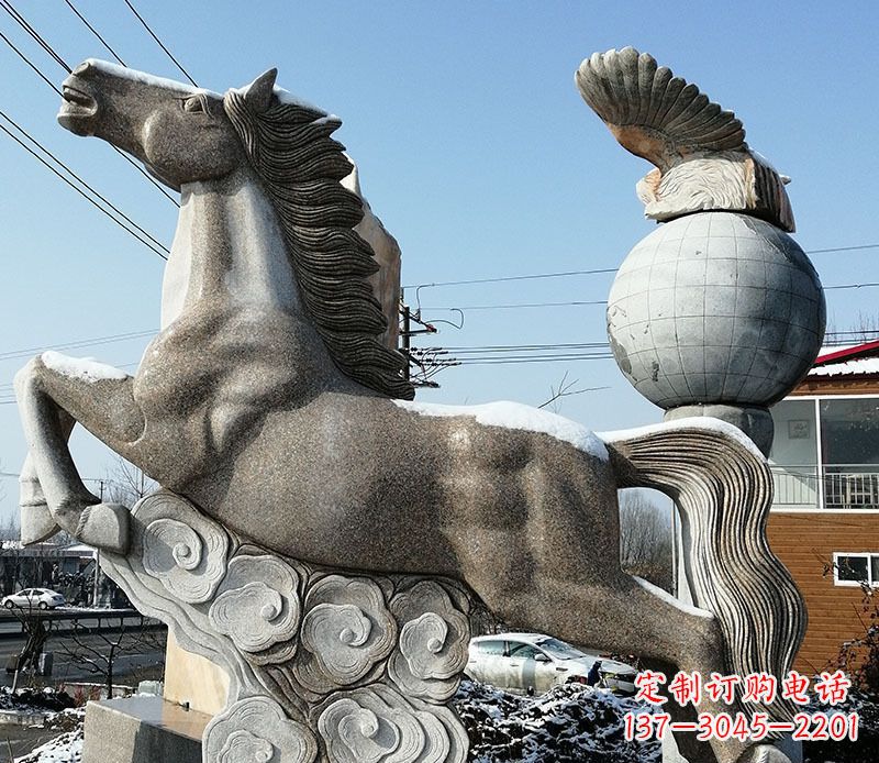 福建大理石马踏祥云石雕