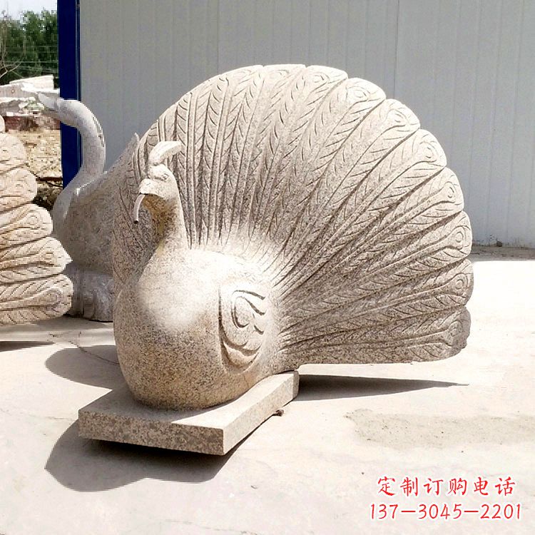 福建大理石喷水孔雀雕塑