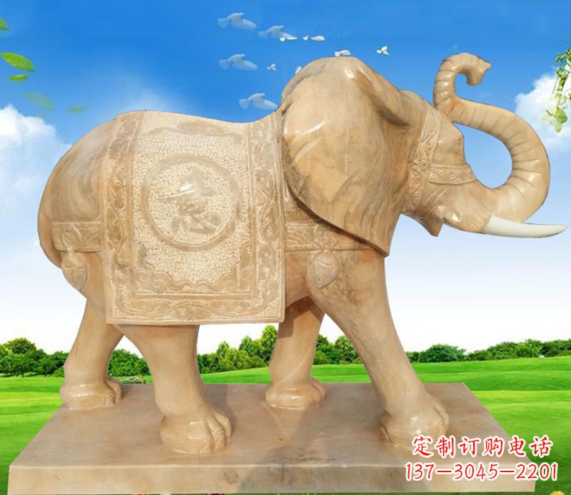 福建大理石喷水动物大象