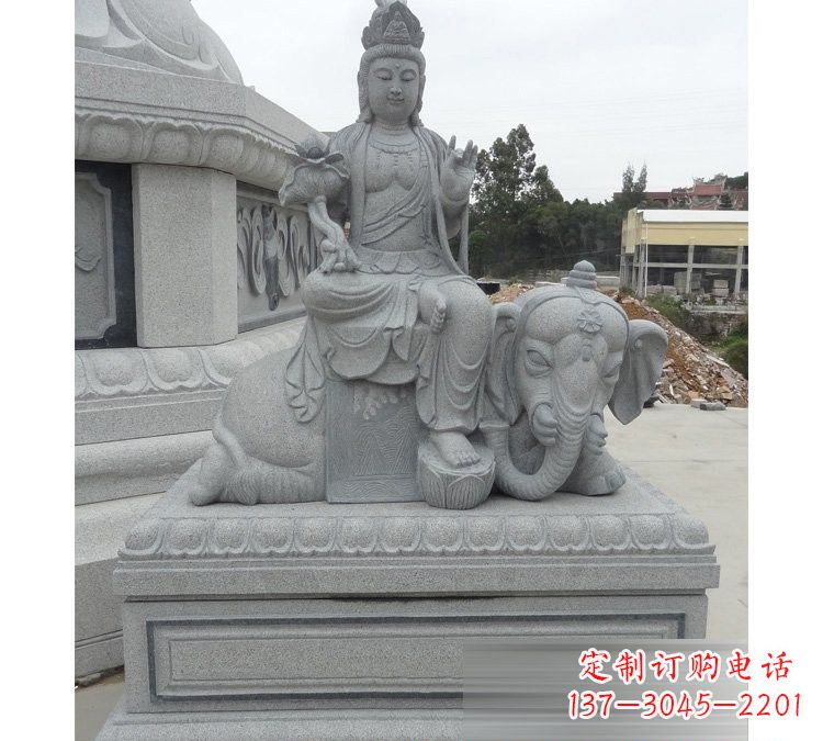 福建精雕细琢的大理石普贤菩萨雕塑