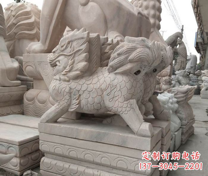 福建大理石麒麟古代神兽石雕
