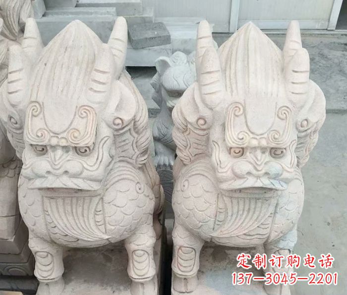福建品质卓越的大理石麒麟古兽雕塑