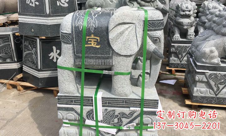 福建大理石大象门口石雕