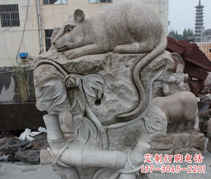 福建大理石生肖鼠石雕