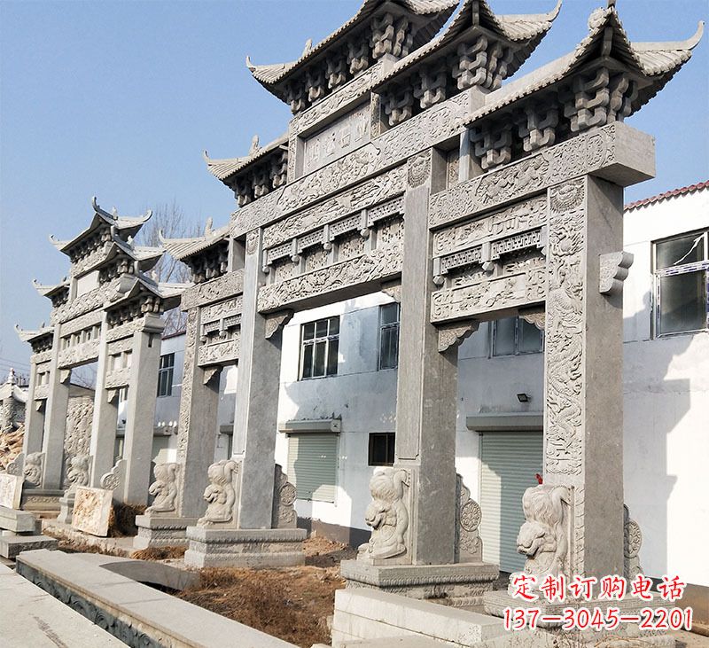 福建大理石石雕牌坊雕刻
