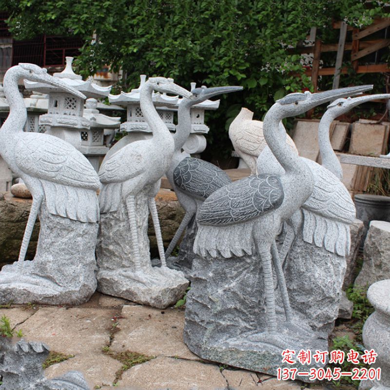 福建精美大理石仙鹤雕塑
