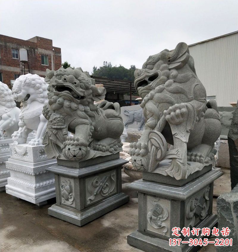 福建大理石献钱狮南方狮子雕塑
