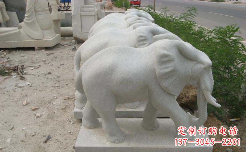 福建大理石小象公园动物石雕