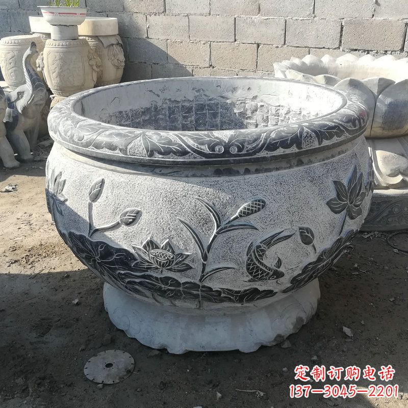 福建大理石园林水缸摆件