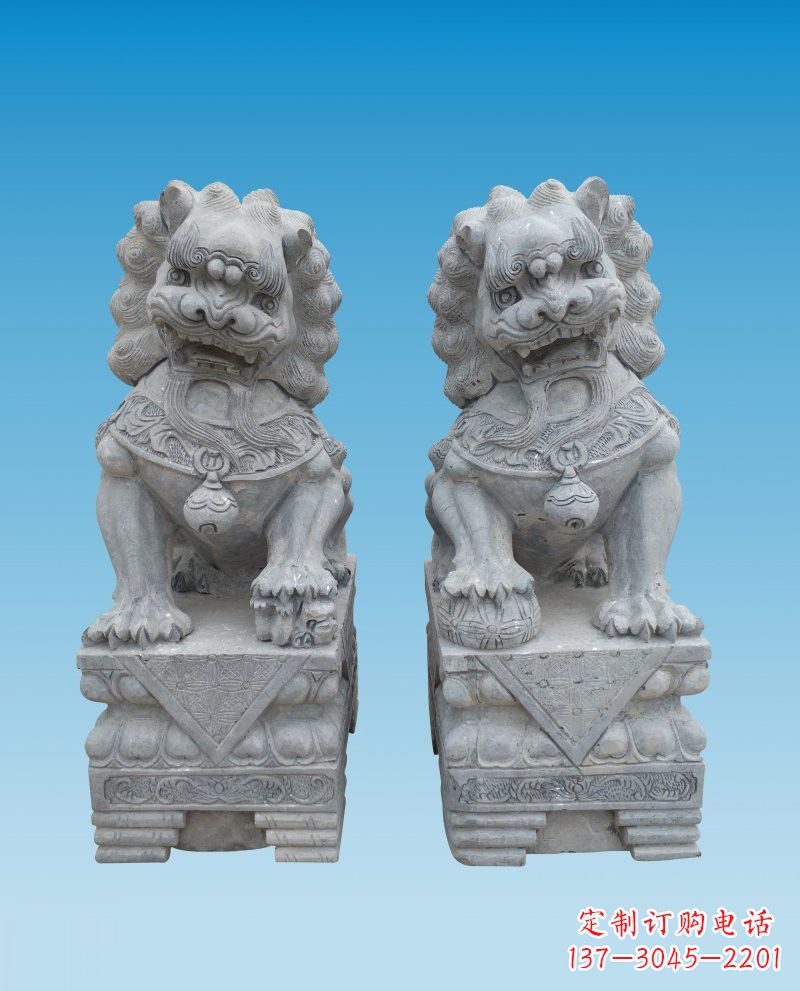 福建精致雕刻的大理石狮子雕塑