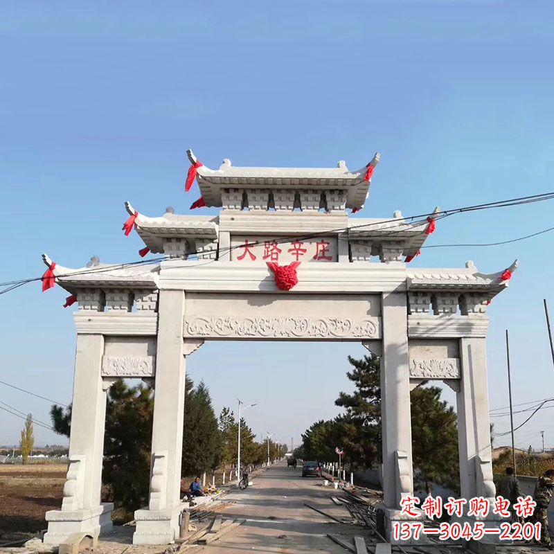 福建大路辛庄汉白玉石雕牌楼