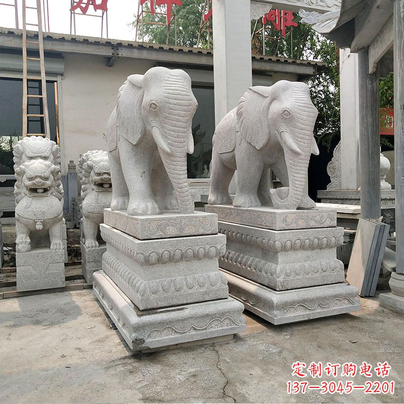 福建石材大象喷水雕塑