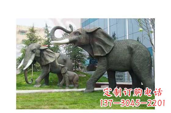 福建精美铜雕大象一家三口