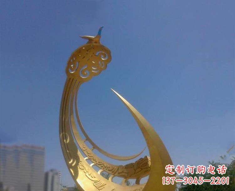 福建大型不锈钢创意凤凰雕塑