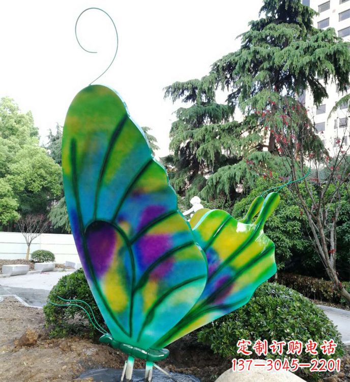 福建大型不锈钢蝴蝶雕塑,仿真昆虫城市广场景观摆件_