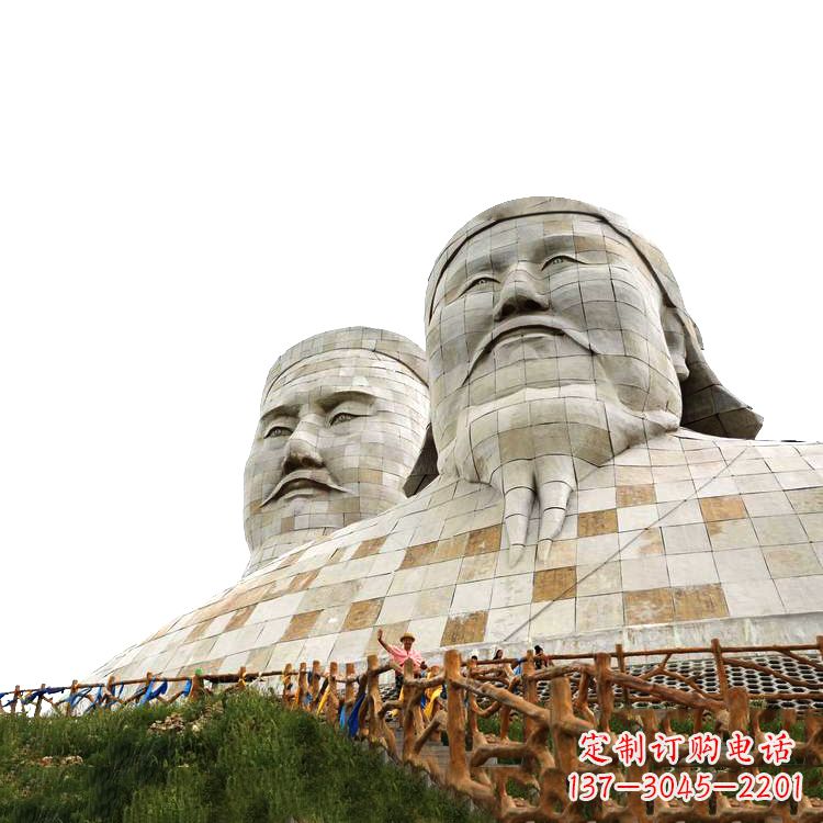 福建大型成吉思汗石雕头像景观雕塑-景区景点历史名人景观雕像