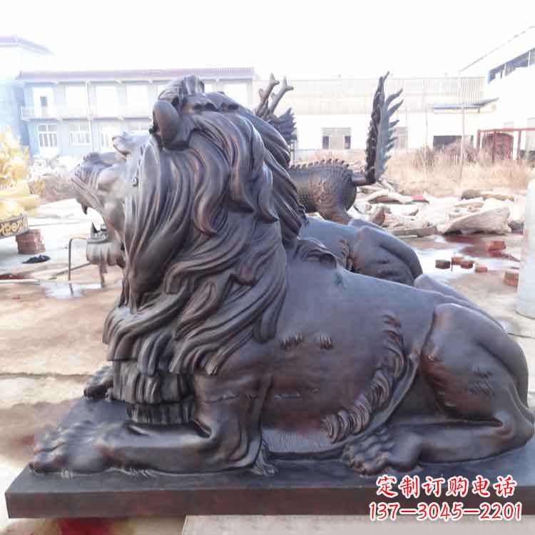 福建纯铜港币狮子动物雕塑