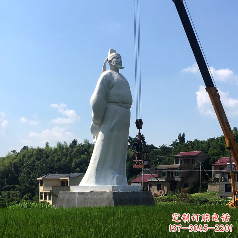 福建经典汉白玉诗仙李白石雕像