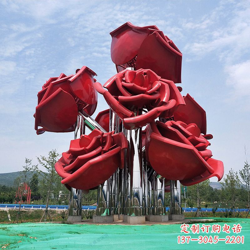 福建精美不锈钢玫瑰花景观雕塑