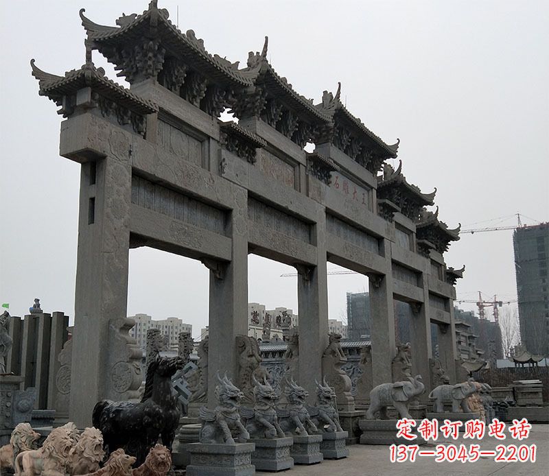 福建精美仿古牌坊石雕