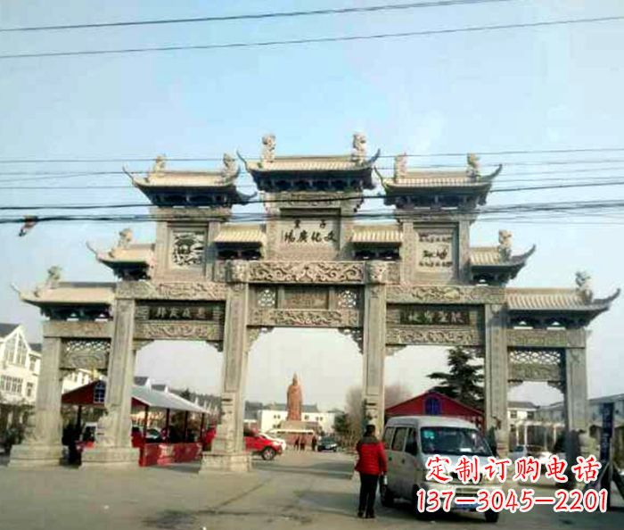 福建大型五门石雕牌坊 (3)