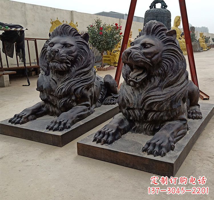 福建精致灵动的铸铜狮子雕塑