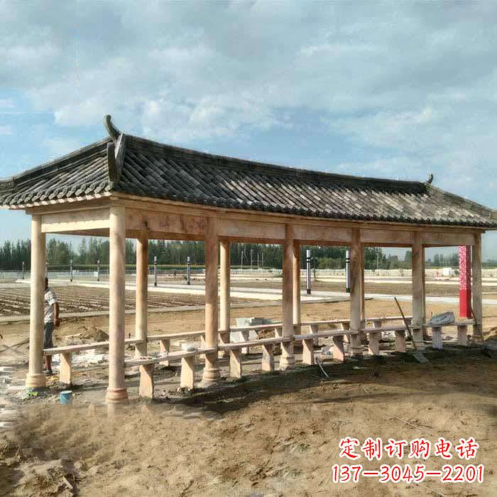 福建华丽精美的瓦石长廊雕塑