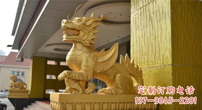 福建带翅膀的麒麟铜雕