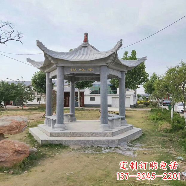 福建单层六角石凉亭公园亭子