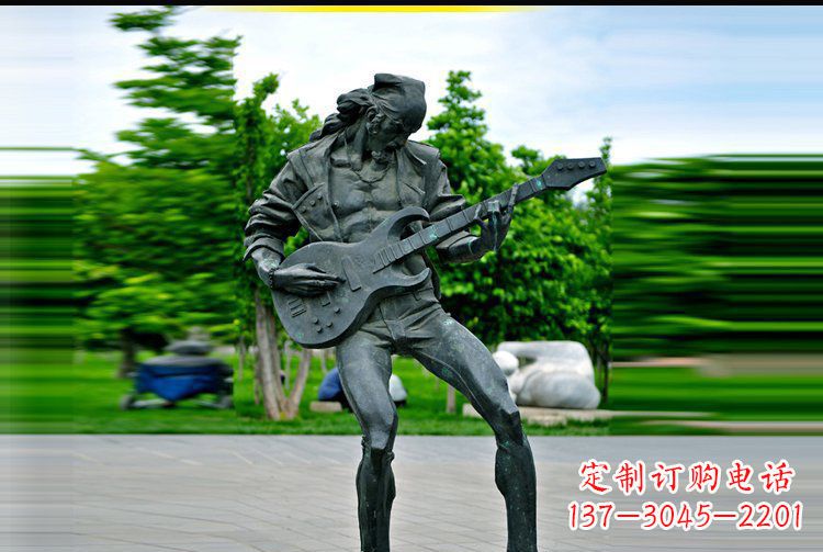 福建铜雕吉他景观雕塑