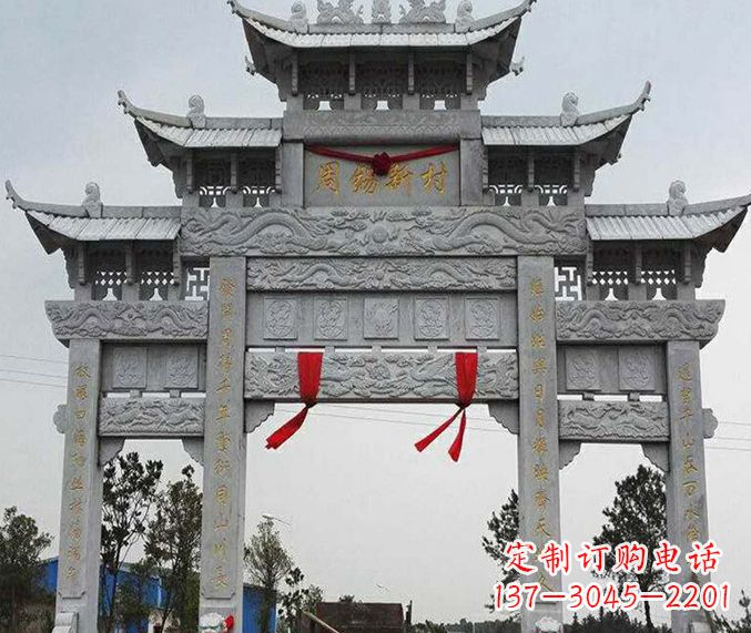 福建精美石雕牌坊雕塑
