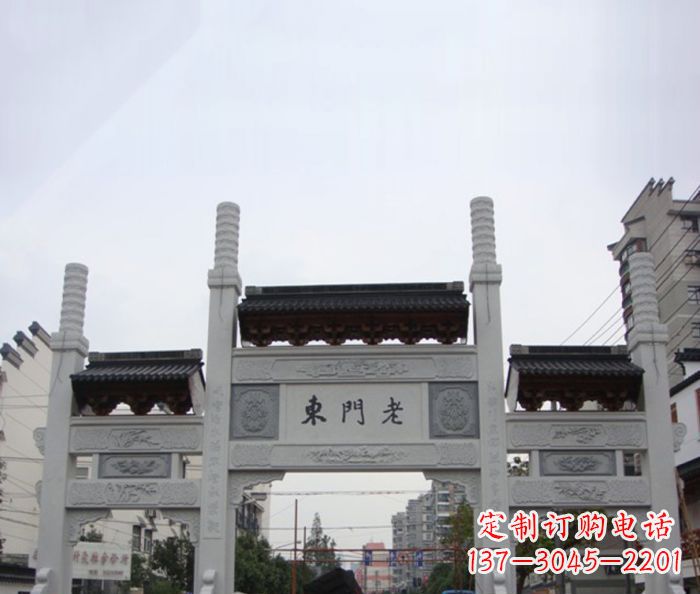 福建精美三门石牌坊雕塑