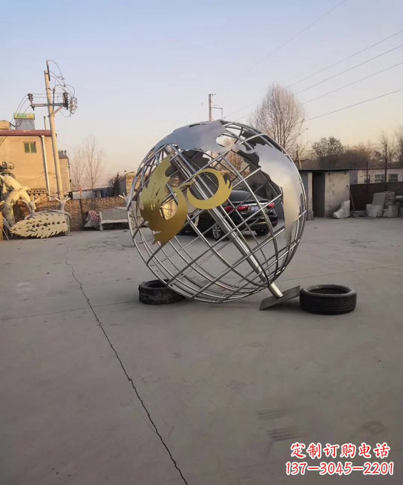 福建精致精美的地球仪不锈钢雕塑