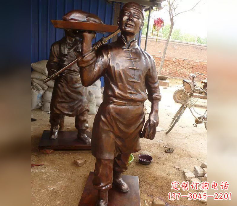 福建店小二服务员人物铜雕