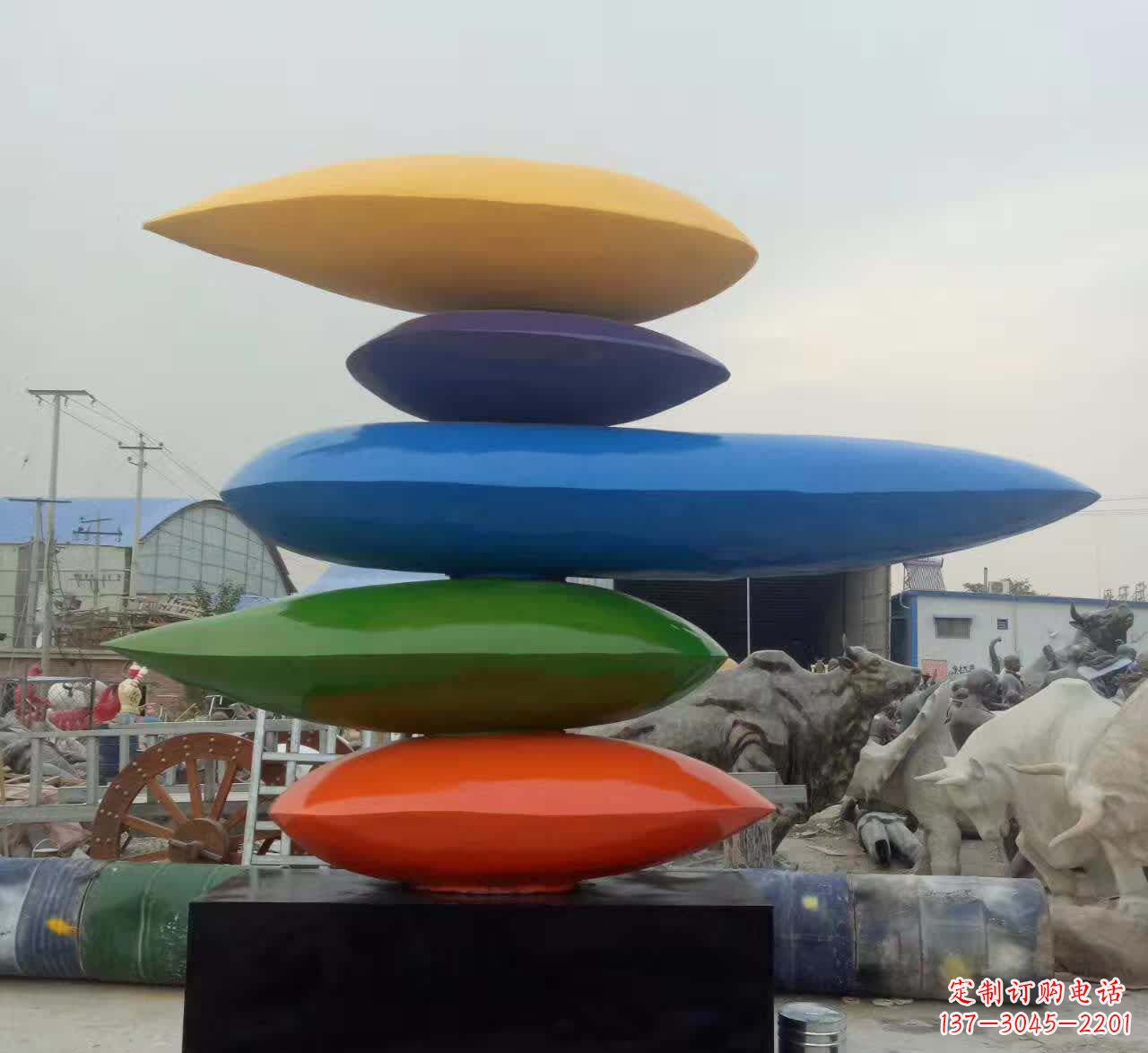 福建叠罗汉不锈钢彩色水滴雕塑