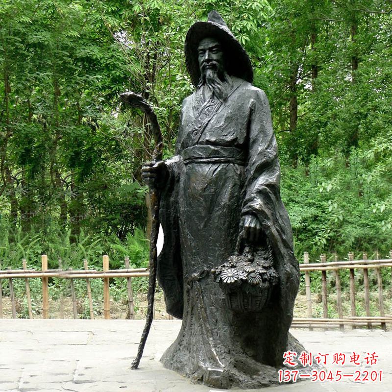 福建精致历史名人陶渊明雕像