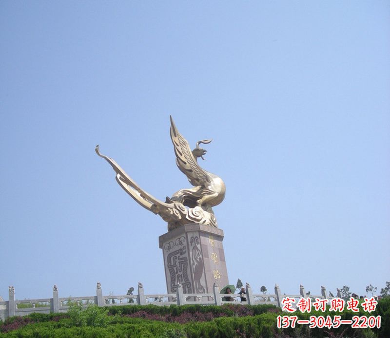 福建传统工艺精美凤凰铜雕塑