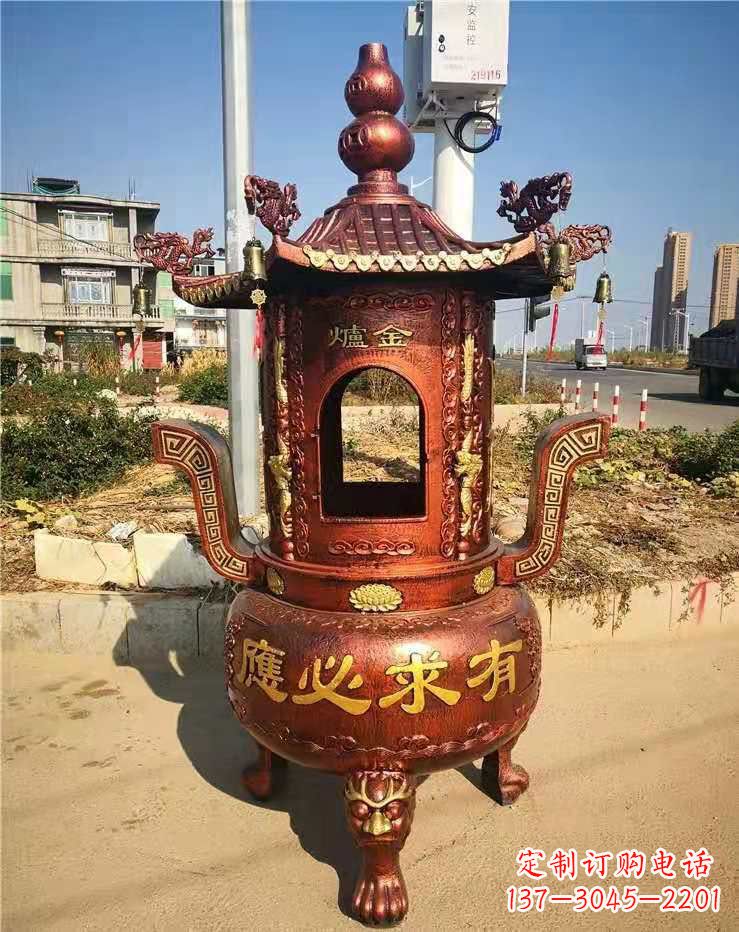 福建杜浦精制铜香炉雕塑