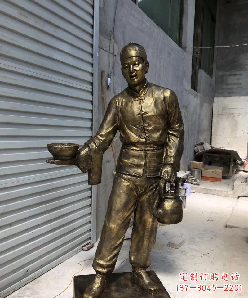 福建铜雕店小二,象征忠诚勤劳的精神