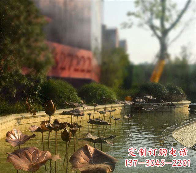福建锻铜荷花荷叶小区景观雕塑