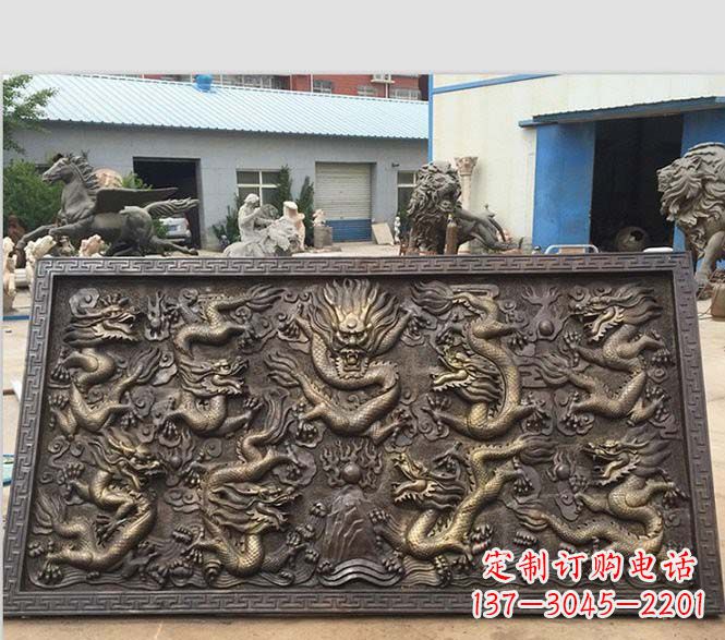 福建锻铜九龙浮雕雕塑
