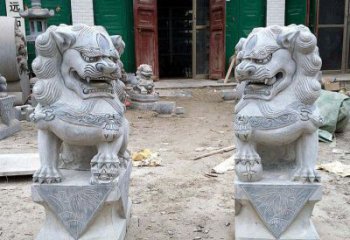 福建大理石踩球狮子门口镇宅石雕