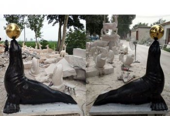 福建大理石海豹雕塑