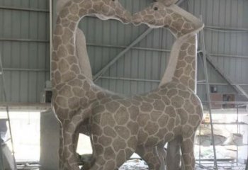 福建大理石艺术精美长颈鹿雕塑